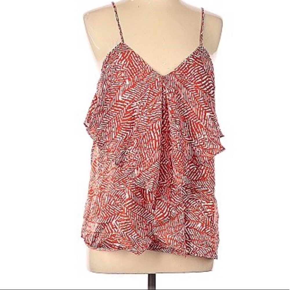 Greylin Pattern Ruffle Spaghetti Tank  Size Small - Picture 7 of 8